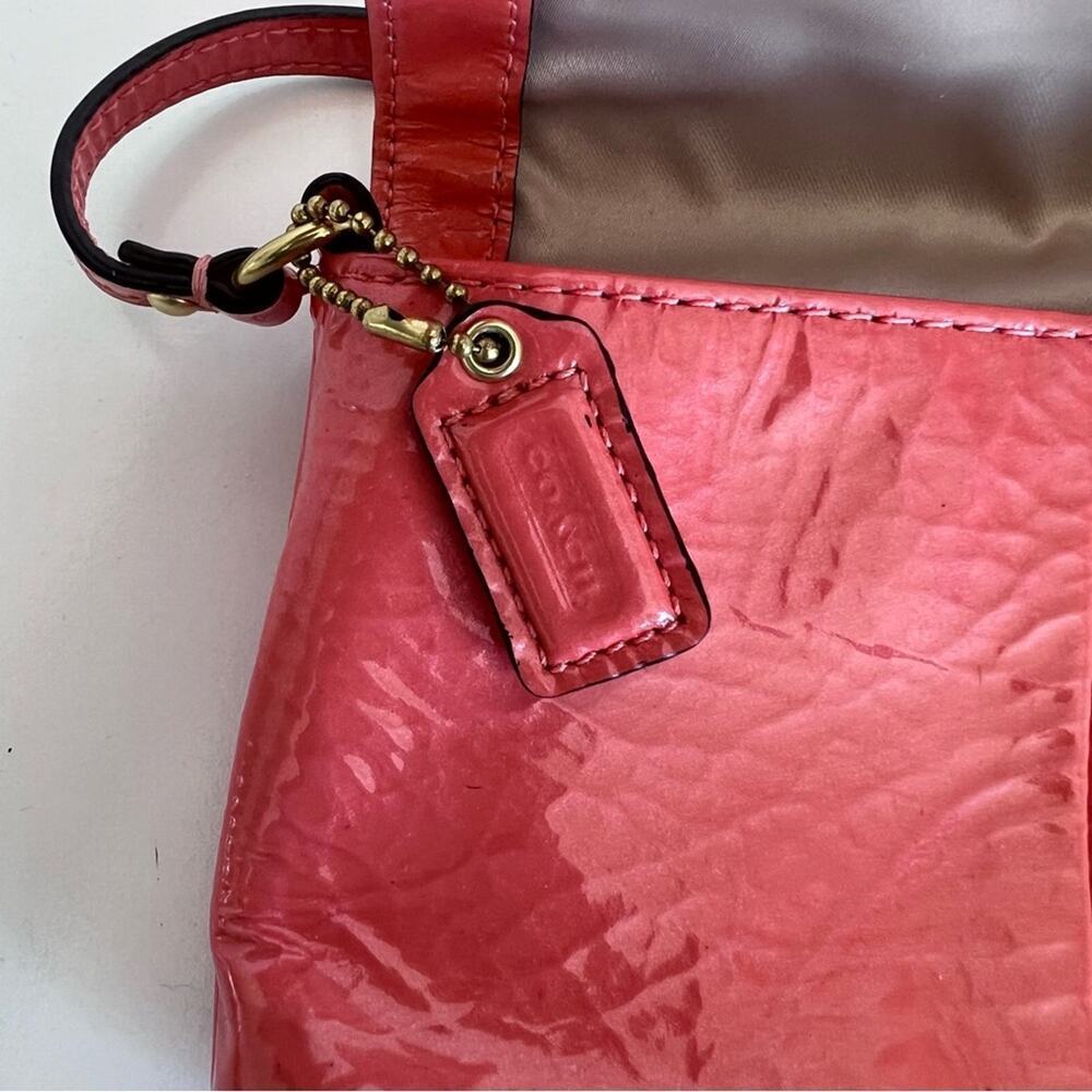 Coach Kristen Coral Patent Leather‎ Wristlet Clutch - Picture 9 of 14